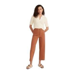 Marine Layer Bridget Pant in Amber Brown Slim Wide Leg Crop Patch Pocket Size 2